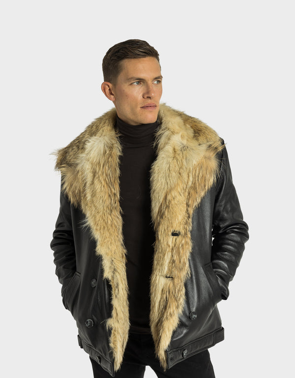 Marvin Men's Leather Jacket With Natural Fur | Noir